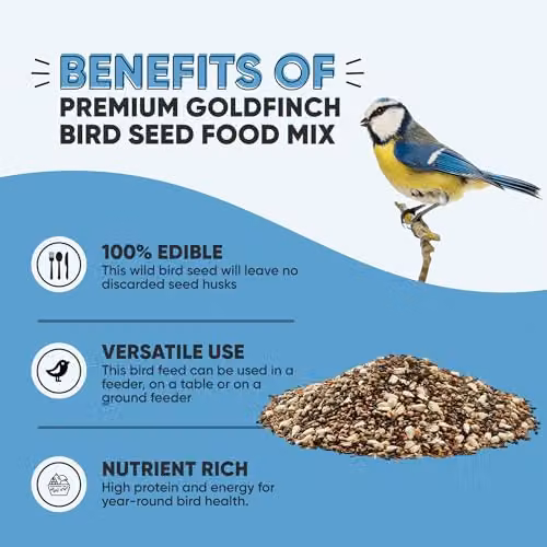 Happy Beaks Premium Goldfinch Mix Seeds with Nyger, Safflower and Canary Seed, 12.75kg – 5