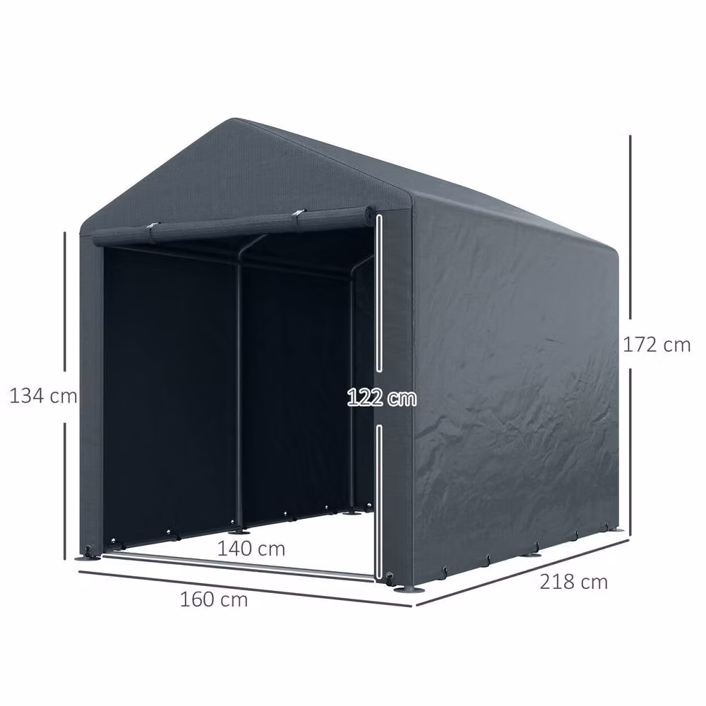Rolipo Outdoor Storage Tent with Accessories, Dark Grey, W: 220 cm, D: 160 cm, H: 220 cm – 5