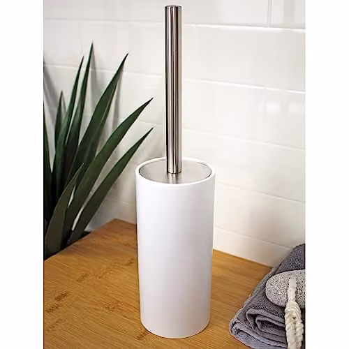 Showerdrape Alto White Freestanding Plastic Toilet Brush and Holder – 3