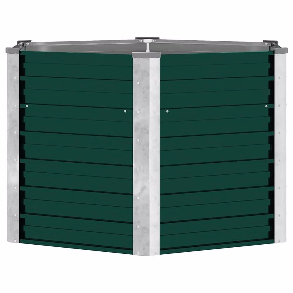 Berkfield Home Garden Green Galvanised Steel Raised Bed W/D/H: 129 x 129 x 77 cm – 4