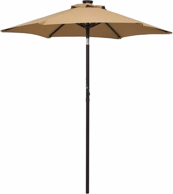 Berkfield Home Aluminium Parasol with LED Lights in Beige, W: 200 cm, D: 200 cm, H: 211 cm – 1
