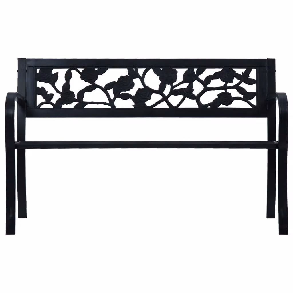 Berkfield Home Vintage Floral Garden Bench in Matt Black Steel and Plastic, Width: 125 cm – 2