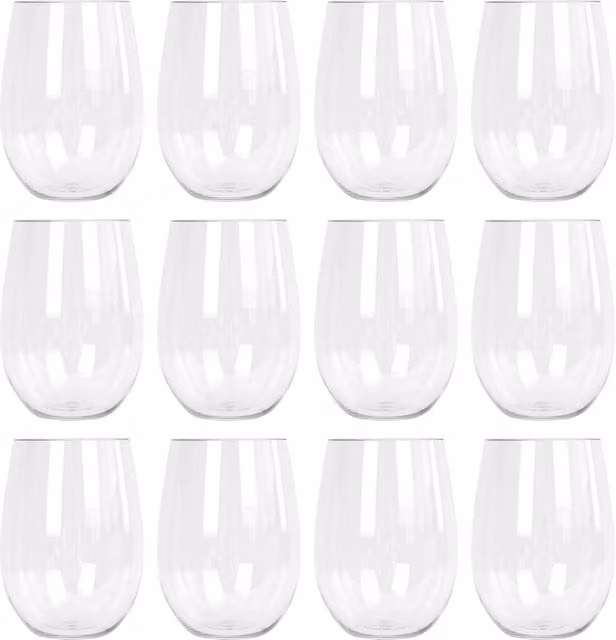Argon Tableware Set of 12 Transparent Plastic Wine Glasses, 480 ml – 1