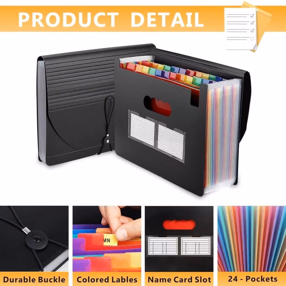SPETLEK A4 Expanding File Organizer for Paper Documents, Multicolour and Black – 3