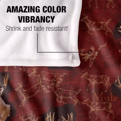 JQ Licensing Mule Whitetail Deer Hunting Pattern Super Soft Fleece Throw Blanket, White, W/D/H: 152 x 127 cm – 3
