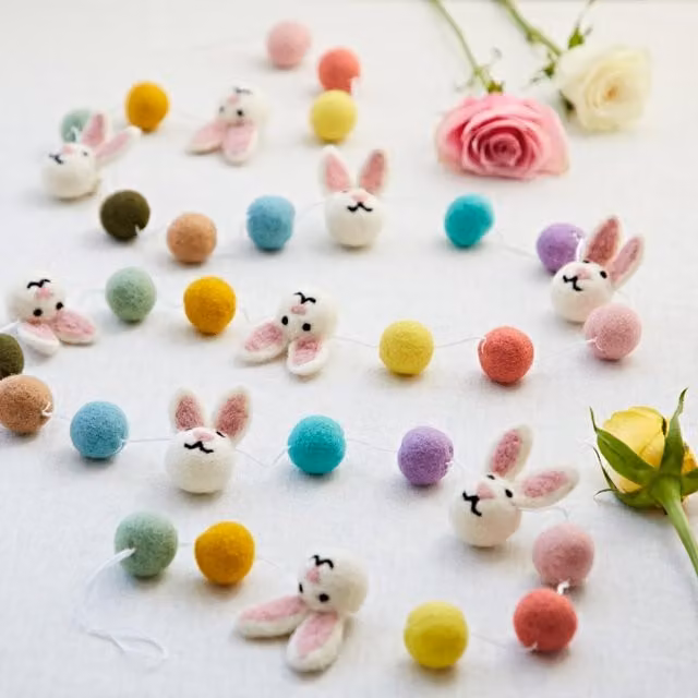 Paper High Multicolour Bunny Ball Pompom Garland for Easter and Spring Decor