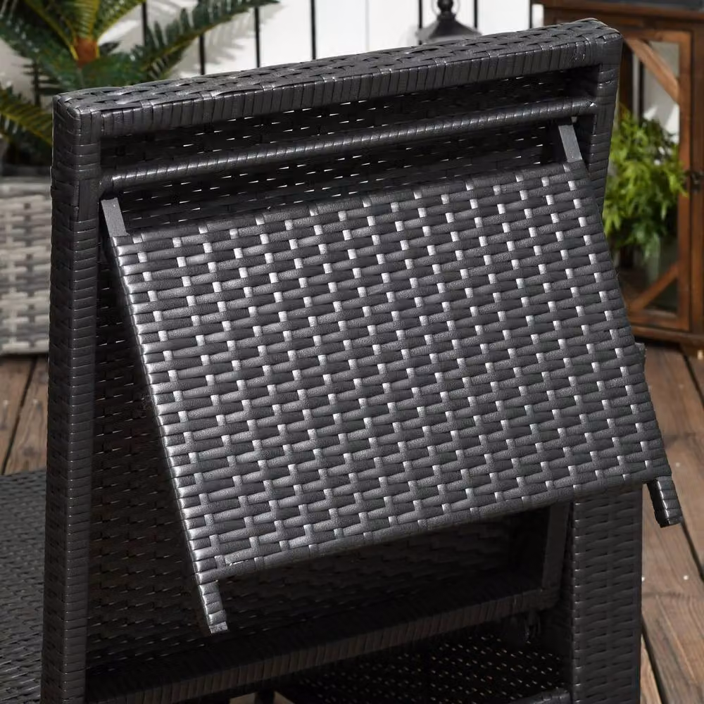 Wyld Haus Niludo Outdoor Rattan Set in Black and Beige with Reclining Chairs – 6