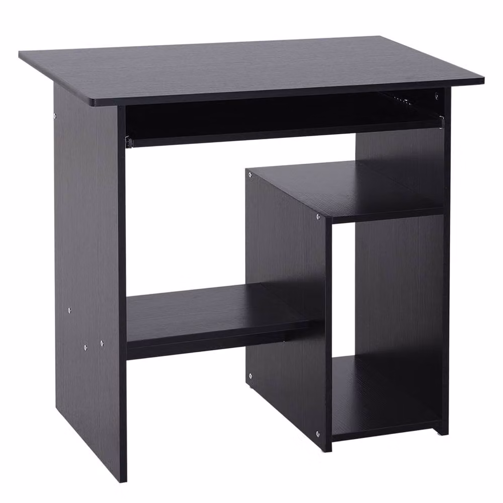 Wyld Haus Moke Black Corner Desk with Storage Shelves and Keyboard Tray W: 80 cm – 2