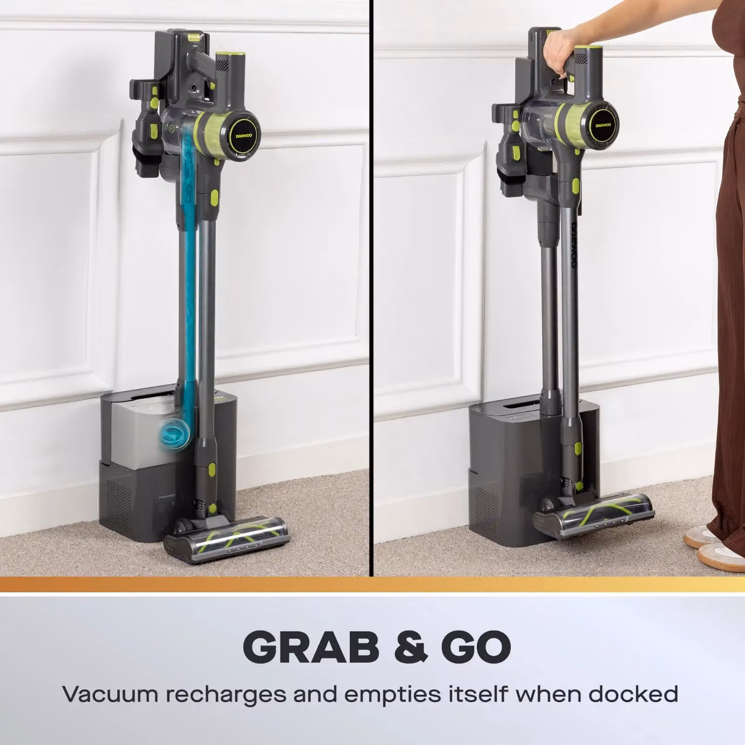 Daewoo Cyclone Auto Cordless Vacuum Cleaner with Self Emptying Dock in Grey – 3