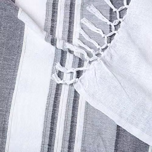Homescapes Morocco Striped Cotton Woven Throw in Grey, W/D/H: 225 x 255 cm – 3