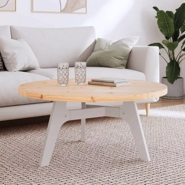 Berkfield Home Round Solid Wood Pine Table Top in Brown, Diameter: 90 cm, Height: 3 cm