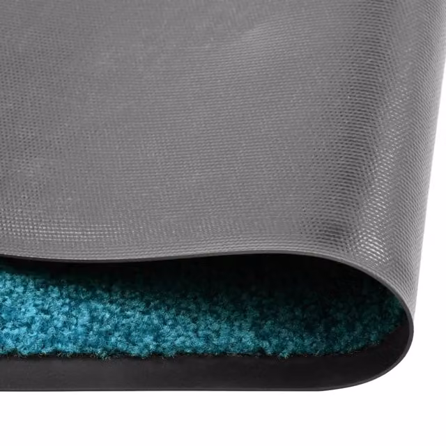 Berkfield Home Washable Non-Slip Doormat in Teal Blue, W/D: 90 x 150 cm