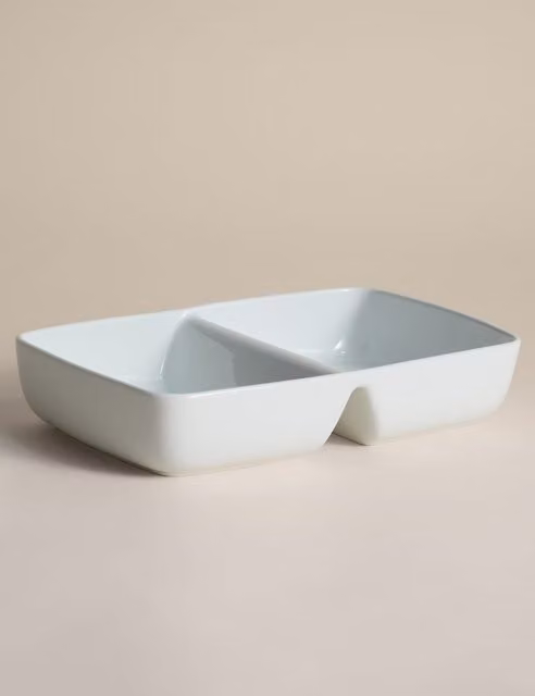 M&S Maxim White Ceramic Double Vegetable Dish