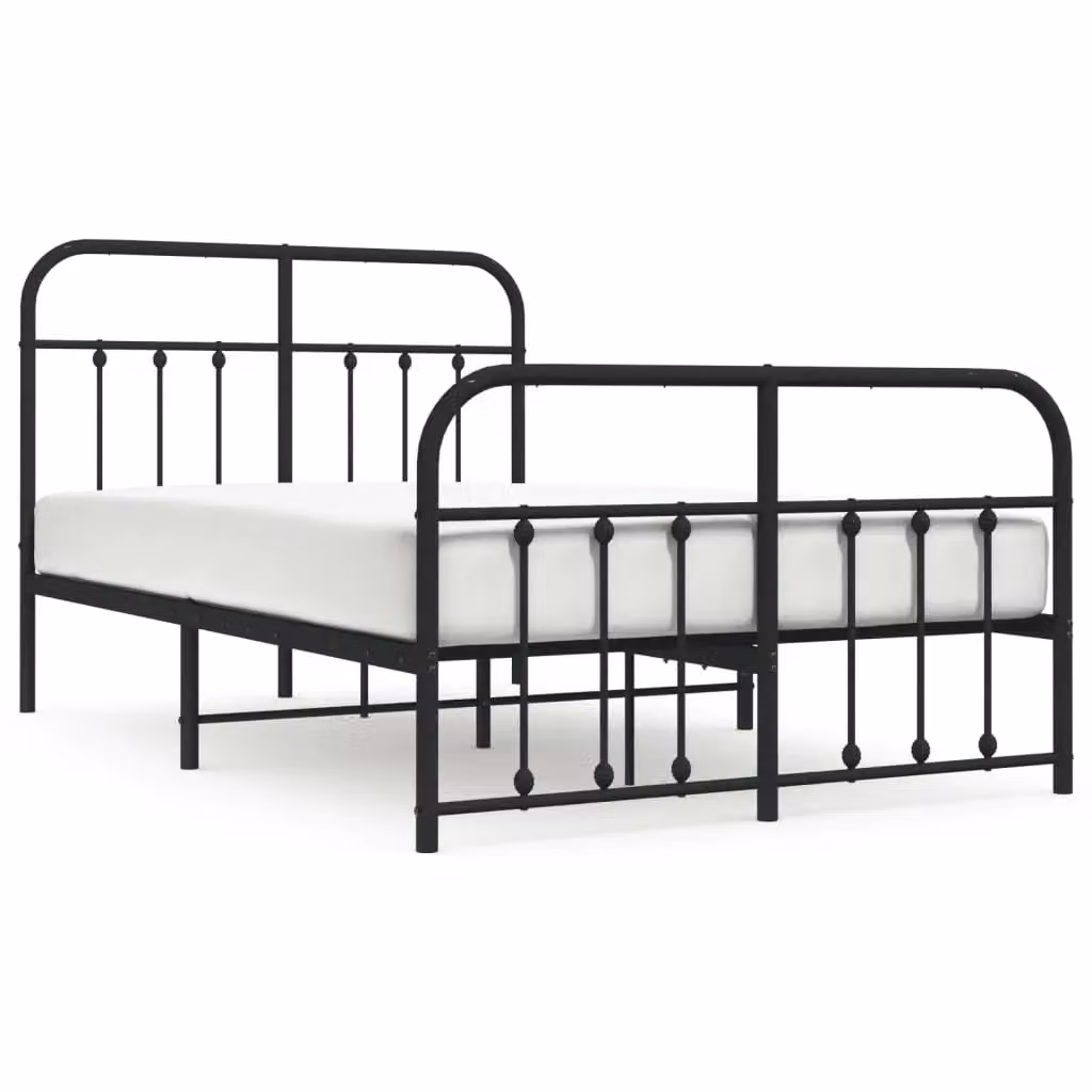 Berkfield Home Metal Bed Frame with Headboard and Footboard in Black, W/D/H: 120 x 190 cm – 2