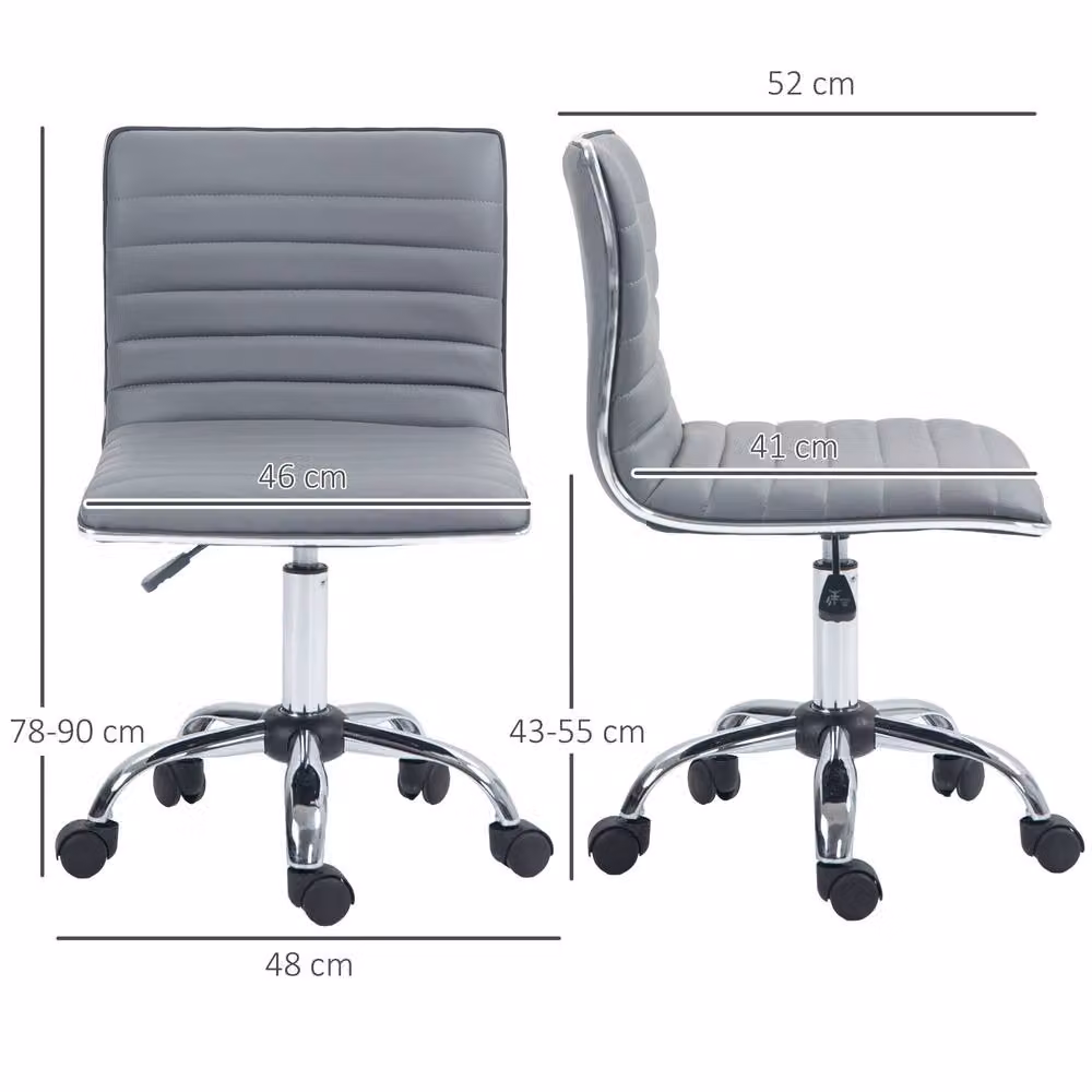 STILVORA Grey Faux Leather Modern Swivel Office Chair with Castors, W/D/H: 43 x 46 x 55 cm (Seat Height: 43 cm, Total Height: 120 cm) – 3