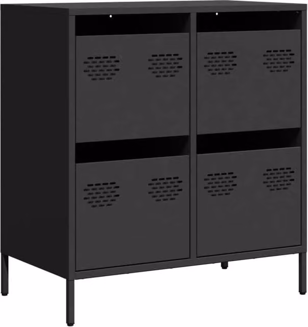 Berkfield Home Black Sideboard in Matt Cold-rolled Steel, W: 68 cm, D: 39 cm, H: 73.5 cm