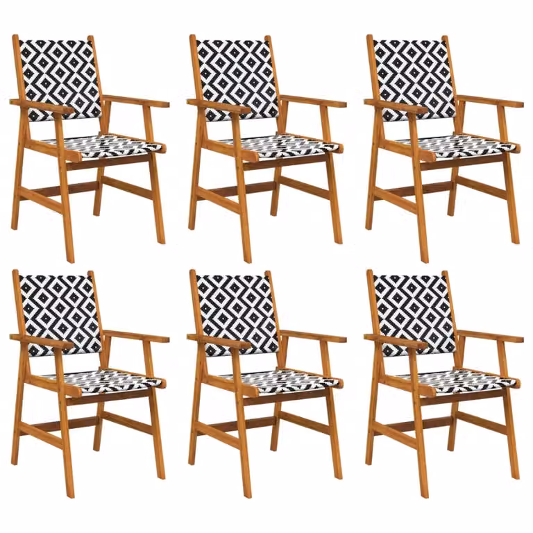 Berkfield Home Set of 6 Brown Solid Acacia Wood Garden Chairs