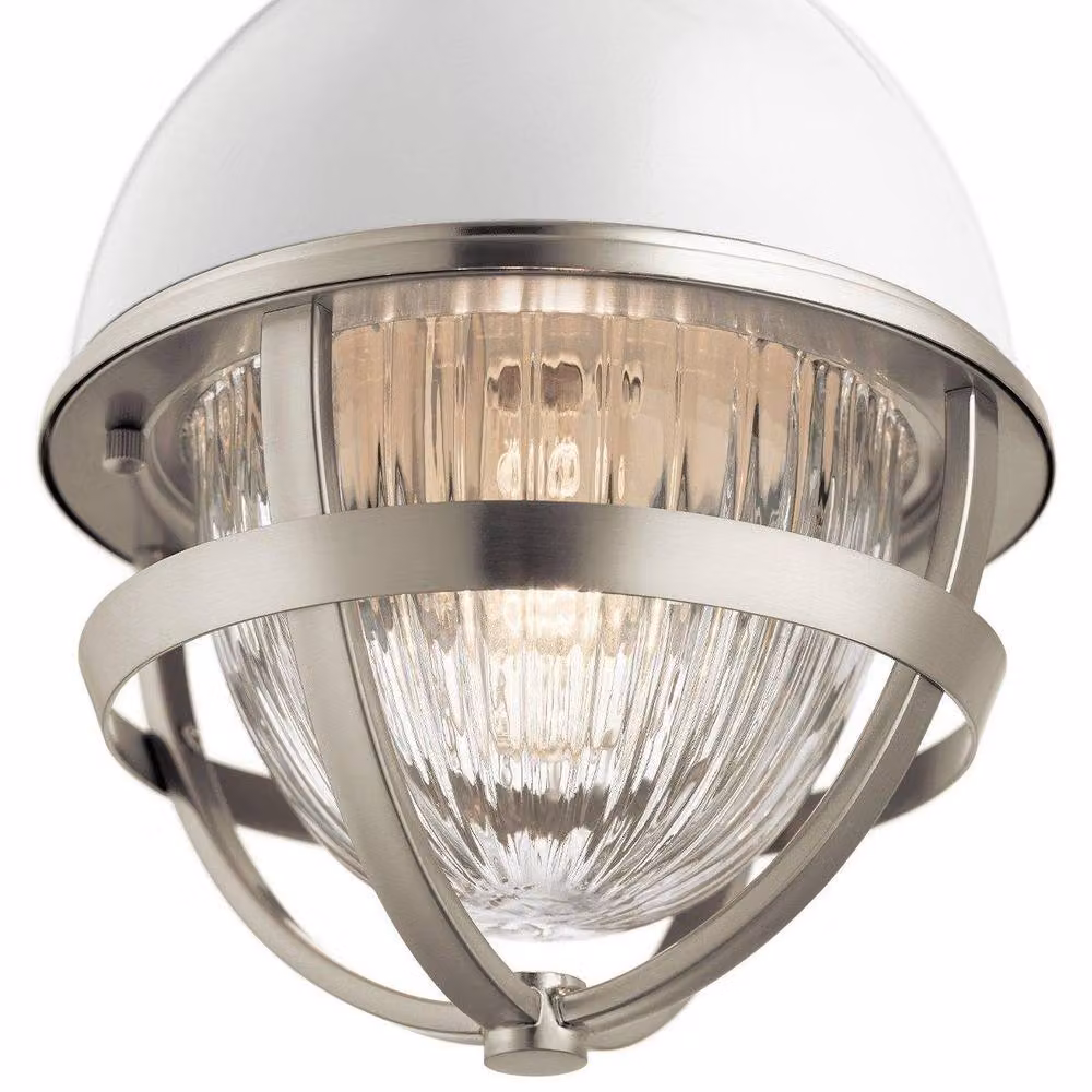 Kichler Tollis Globe Pendant Ceiling Light in Silver and White Glass – 2