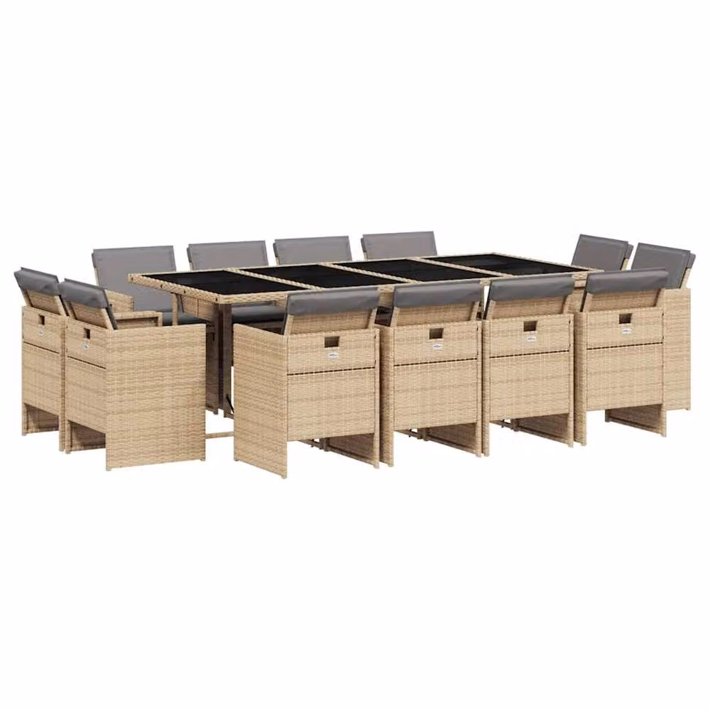 Berkfield Home Garden Dining Set in Beige, Black and Grey PE Rattan – 2