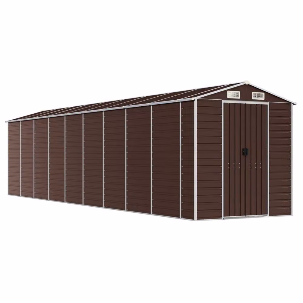 Berkfield Home Brown Galvanised Steel Gable Garden Shed W/D/H: 191 x 810 x 198 cm – 3