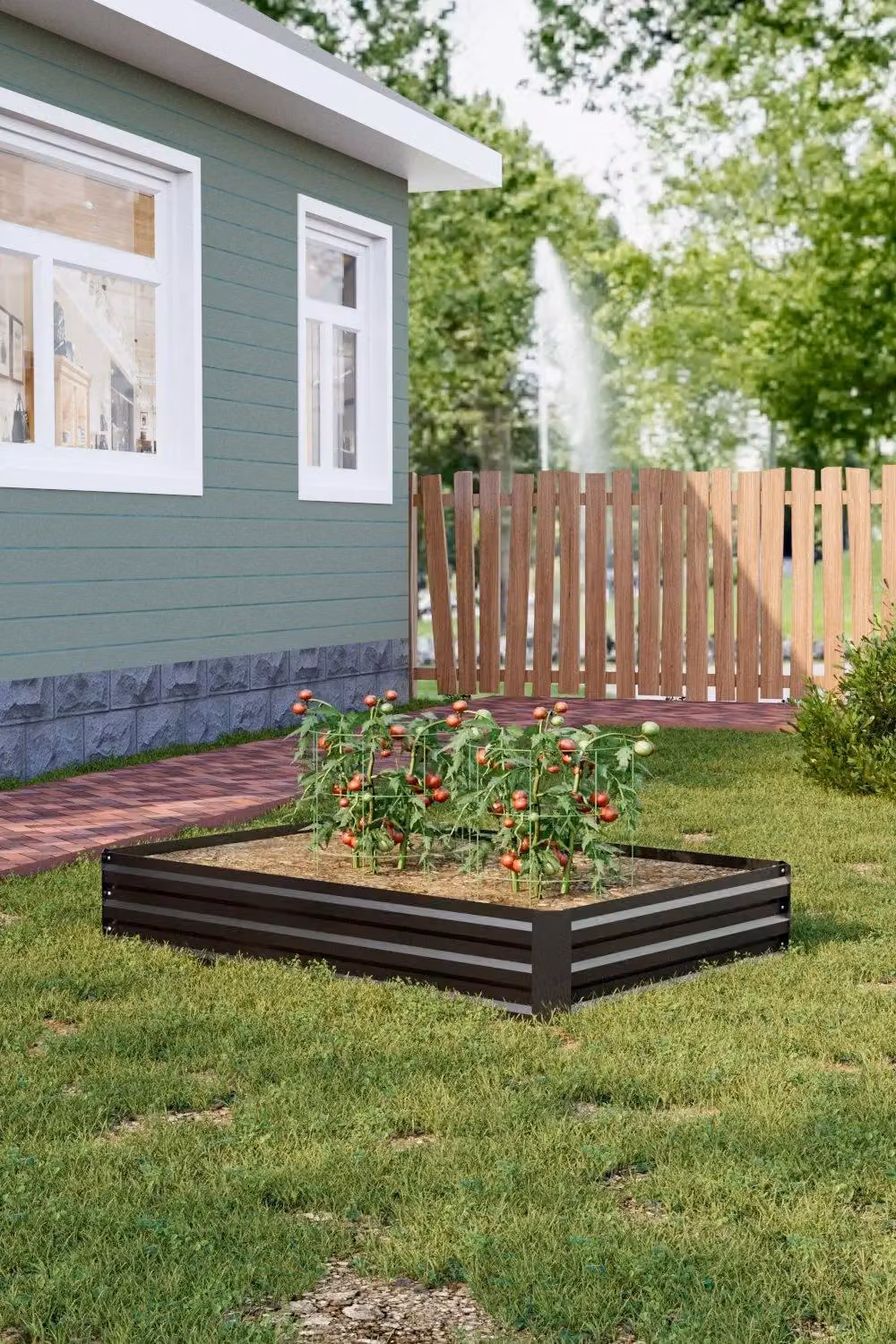 H&O Direct Galvanised Steel Raised Garden Bed Planter Box in Anthracite Grey, W/D/H: 120 x 90 x 30 cm – 2