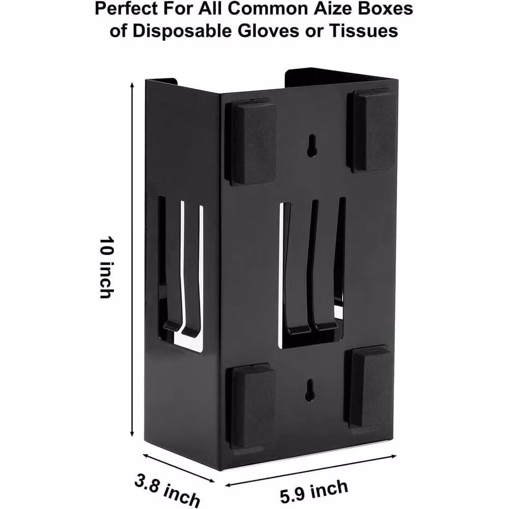FLAVORA Magnetic Metal Disposable Glove and Tissue Wipes Dispenser Holder in Black – 2