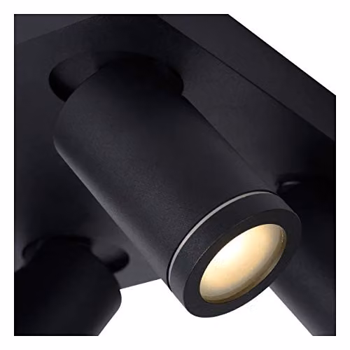 Lucide Taylor Dimmable LED Ceiling Spotlight for Bathrooms, Black, GU10, IP44 – 5