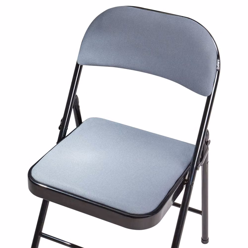 Wyld and Coco 4-Pack of Modern Grey Padded Folding Chairs with Metal Frames – 4