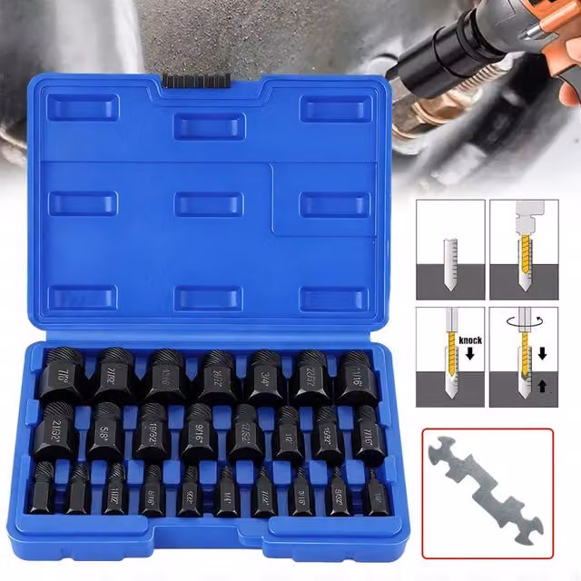 Hinsinc Multifunctional Stud Extractor Set for Damaged Bolts in Black – 1