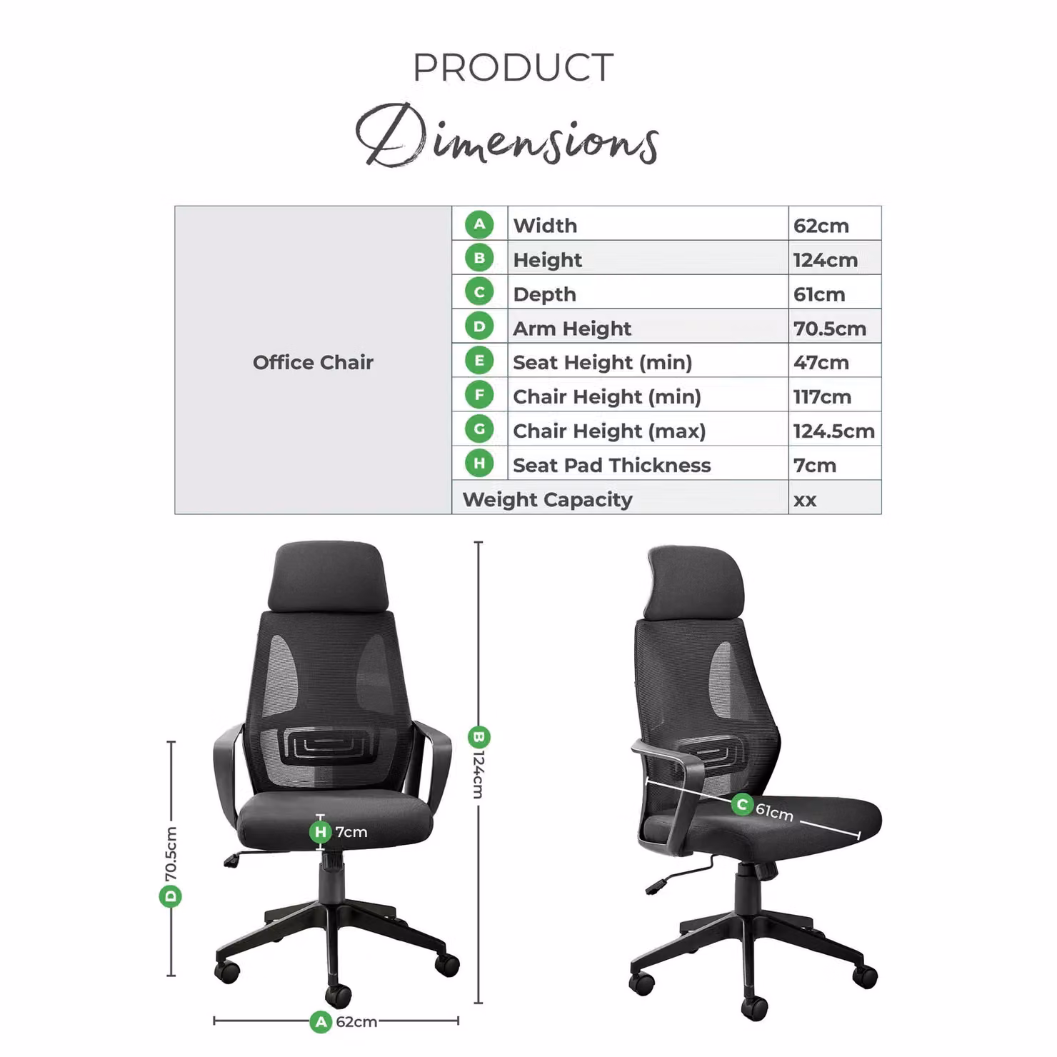 FurnitureboxUK Ubico Ergonomic Black Mesh and Fabric Swivel Office Chair with Headrest and Armrests – 6