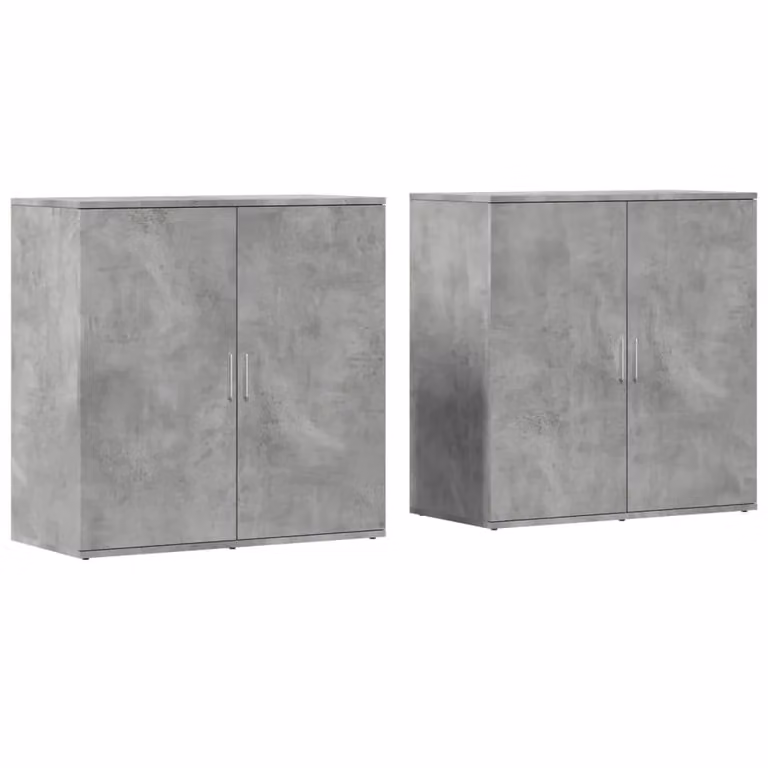 Berkfield Home Set of 2 Modern Concrete Grey Sideboards in Engineered Wood W/D/H: 79 x 38 x 80 cm