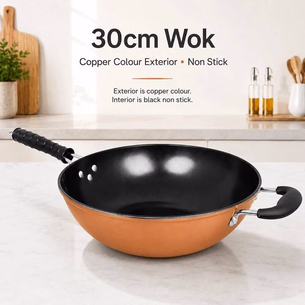 EONLION Copper Style Non-Stick Carbon Steel Wok – 3