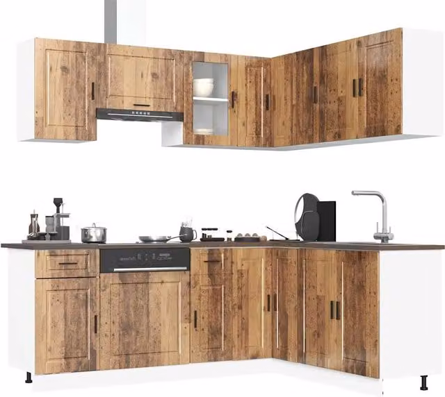 Berkfield Home Porto 11 Piece Kitchen Cabinet Set in Brown Old Wood