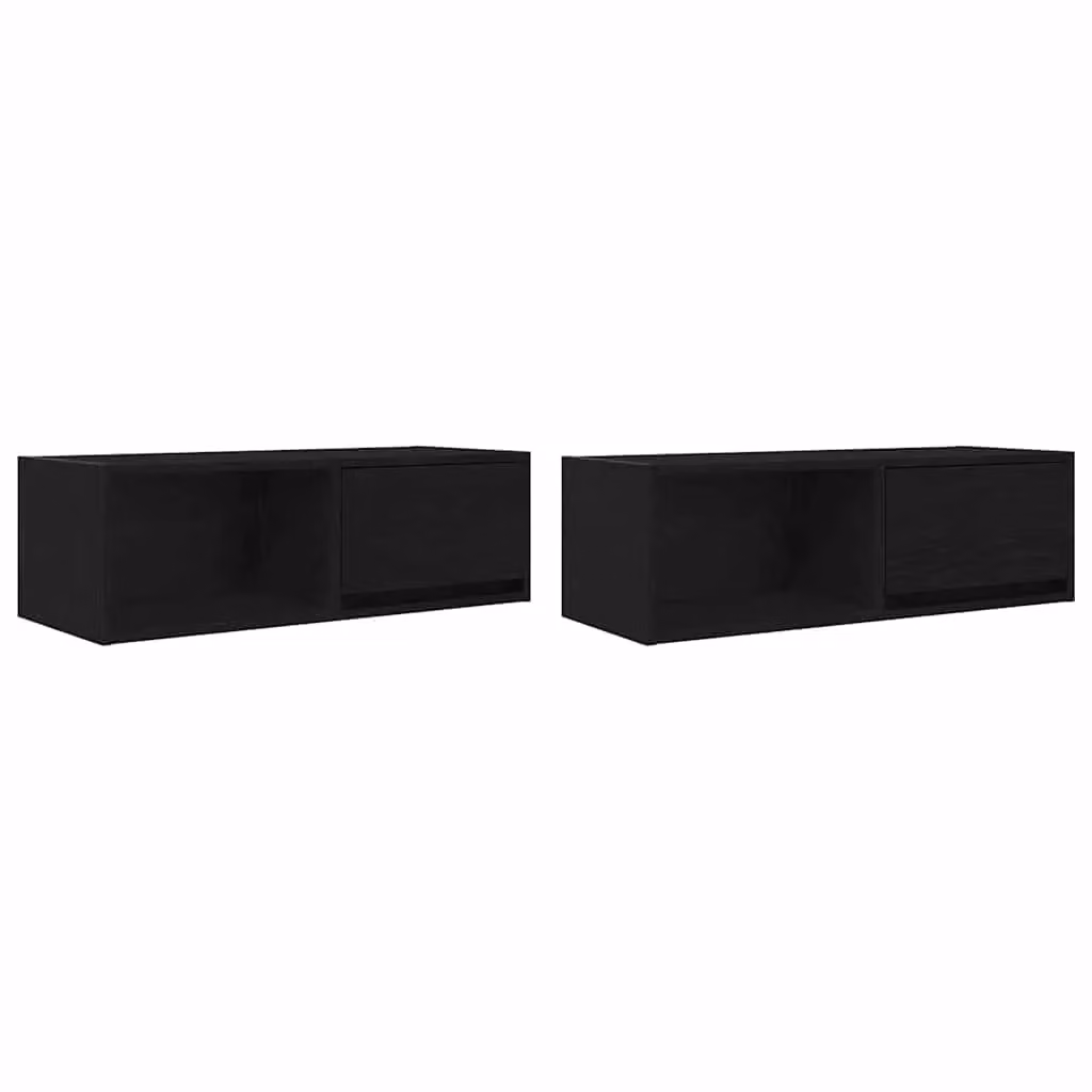 Berkfield Home Set of 2 Modern Black Oak TV Cabinets, W/D/H: 80 x 31 x 25.5 cm – 2