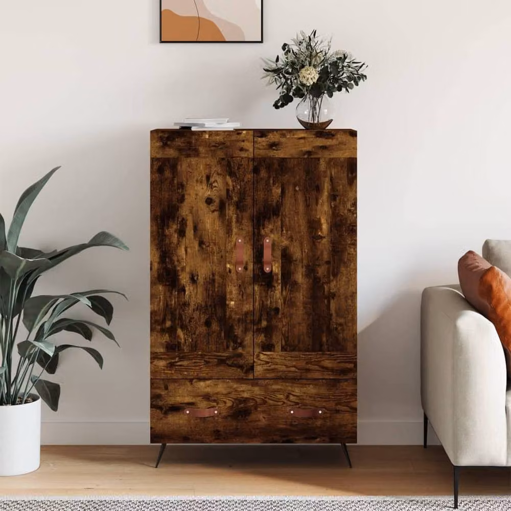 Berkfield Home Industrial Highboard in Smoked Oak and Brown, W/D/H: 69.5 x 31 x 115 cm – 2