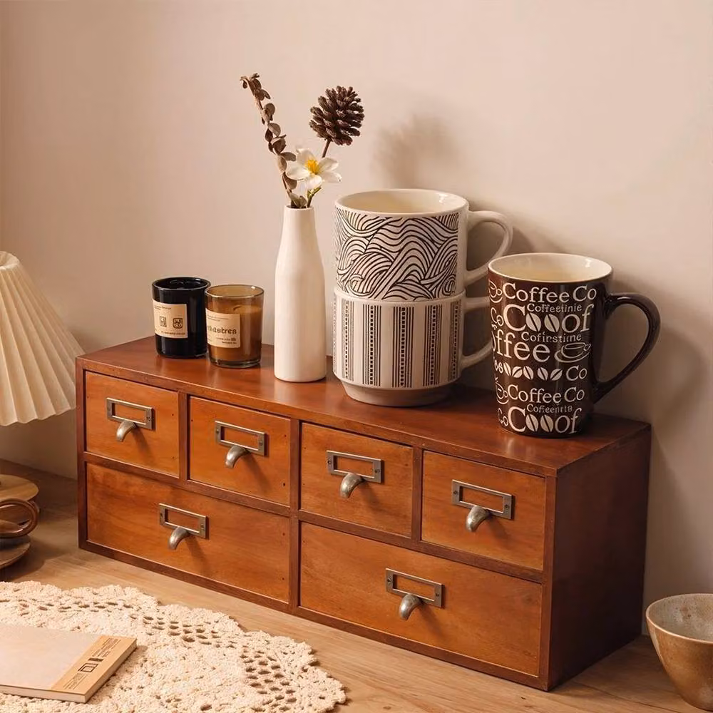 Kelvenix Desk Organiser with 6 Drawers Storage Box Cabinet in Brown – 3