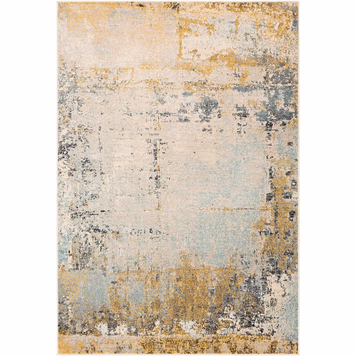 Livabliss City Abstract Modern Marble Rug in Yellow, Grey and Blue, W/D/H: 80 x 220 cm – 2
