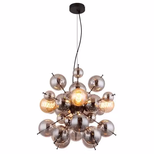Globo Lighting Udo Globe Pendant Light with 4 Smoky Black Glass Spheres and Metal Accents, Diameter: 51.5 cm, Height: 120 cm – 2