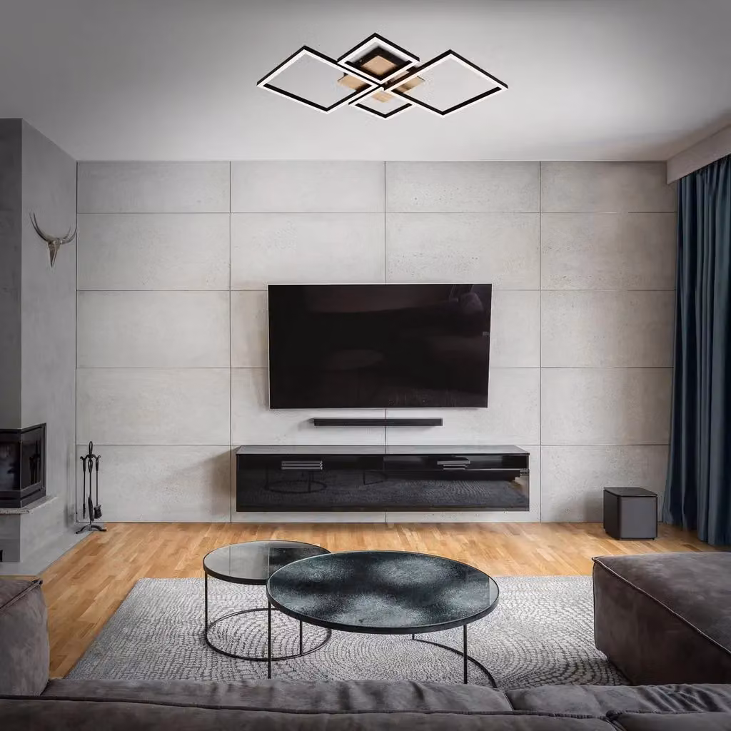 Briloner Black and Wood Modern Dimmable LED Ceiling Light with Warm White Light – 3