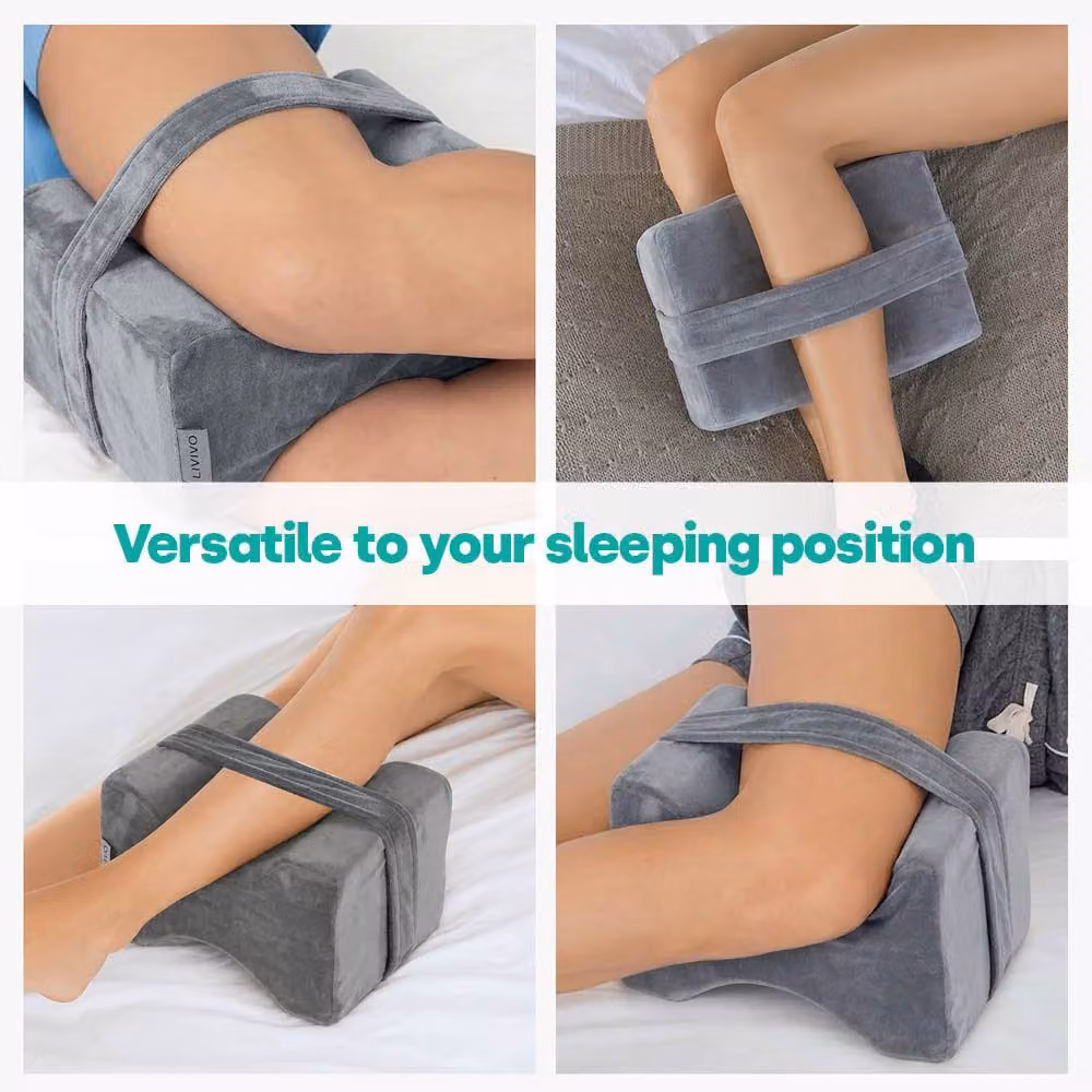 LIVIVO Orthopaedic Wedge Leg Pillow with Strap in Grey Fleece – 2