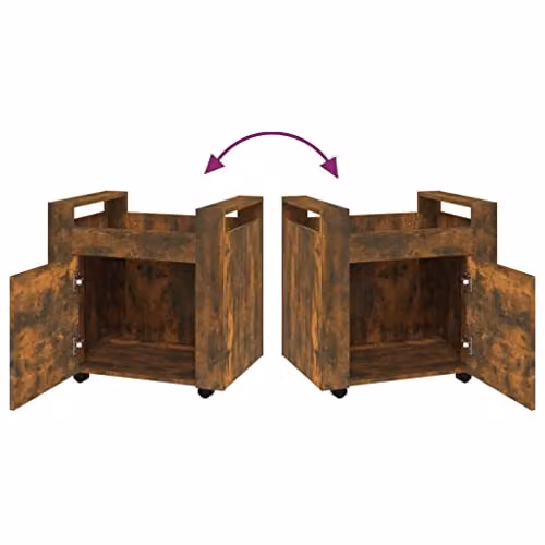 vidaXL Industrial Desk Trolley in Brown Oak, W/D/H: 60 x 45 x 60 cm – 4