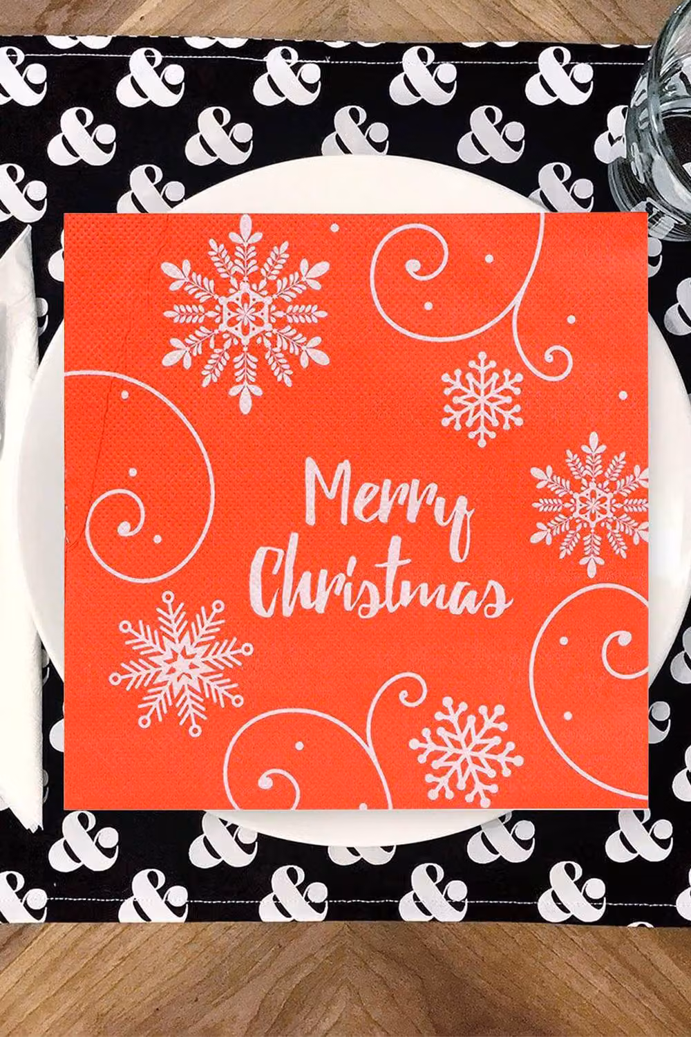 Neel Blue Red and White Snowflake Design Christmas Paper Napkins, 33 cm, 20 pieces – 4