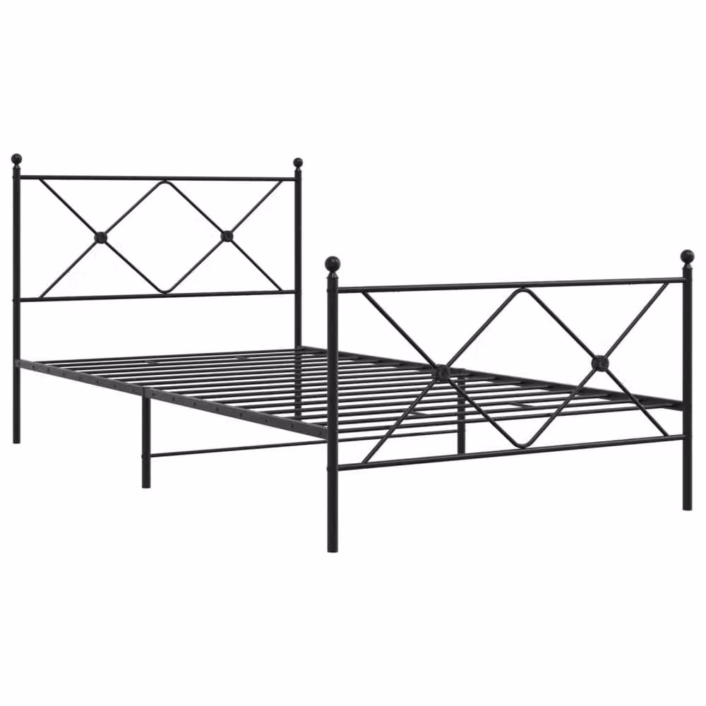 Berkfield Home Metal Bed Frame with Footboard, Black, W/D/H: 100 x 190 cm – 3