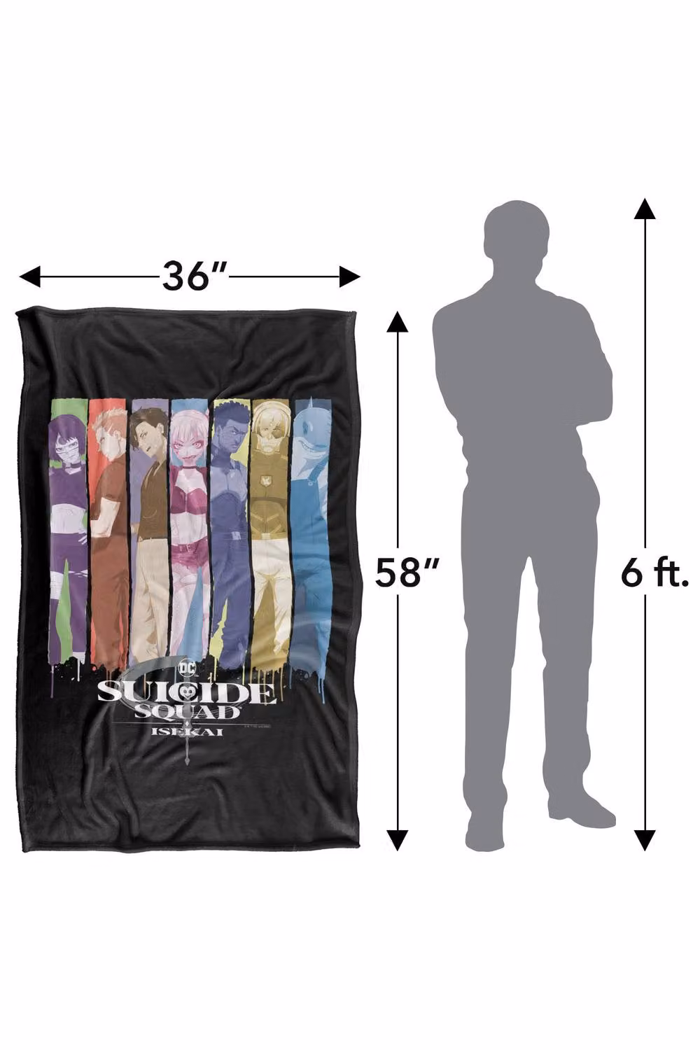 Warner Bros. Suicide Squad Isekai Line Up Extra Large Silky Touch Super Soft Polyester Throw Blanket in Multicolour – 3