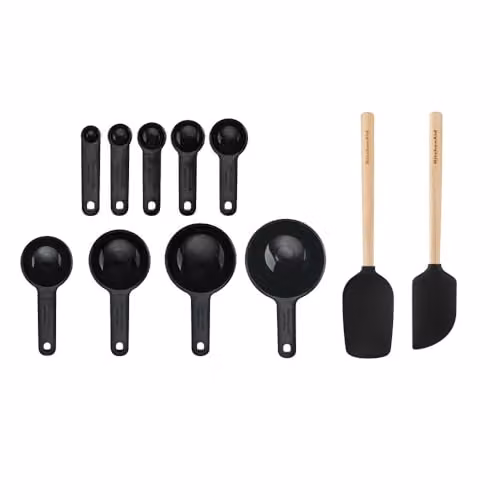 KitchenAid 11pc Stand Mixer Baking Set in Black with Silicone and Bamboo Accessories