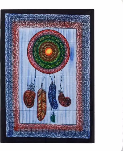 KDMD Ancient Wisdom Dreamcatcher Handbrushed Cotton Wall Art in Multicolour – 4