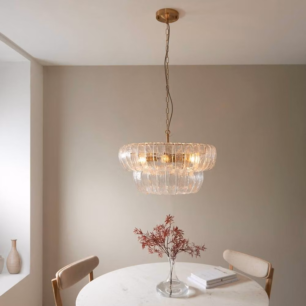 Netlighting Montrose Pendant Light with Handmade Transparent Glass and Gold/Brass Metal Finish, 6x E14 – 2