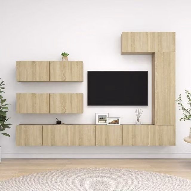 Berkfield Home 7 Piece Modern Sonoma Oak TV Cabinet Set in Brown