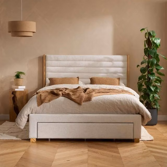 Birlea Arabella Grey Velvet Fabric and Wood Double Storage Bed Frame with Drawers, 140 x 200 cm – 1