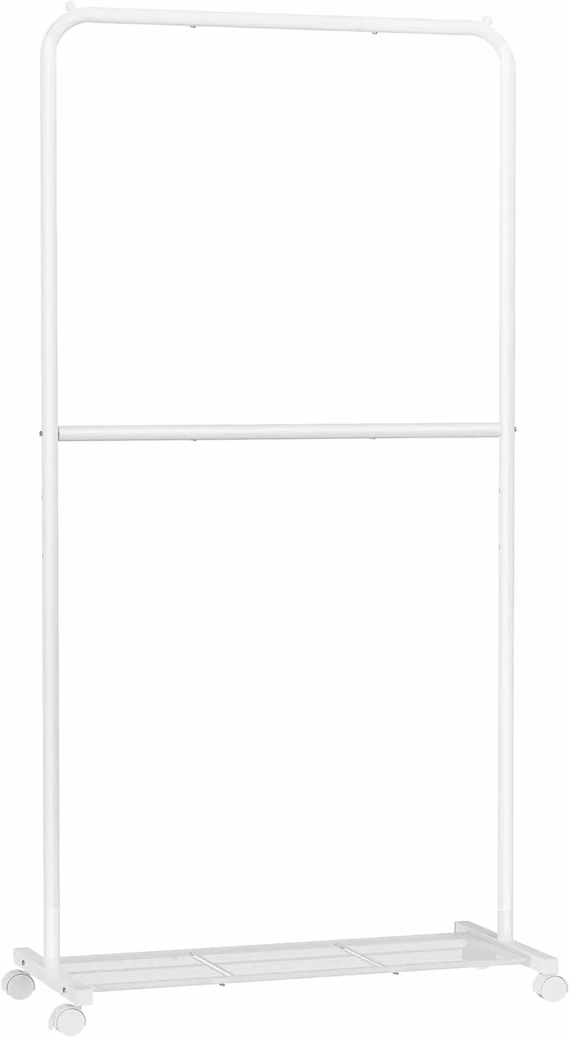 SONGMICS Rolling Clothes Rack with Middle Rod and Storage Shelf in White – 2